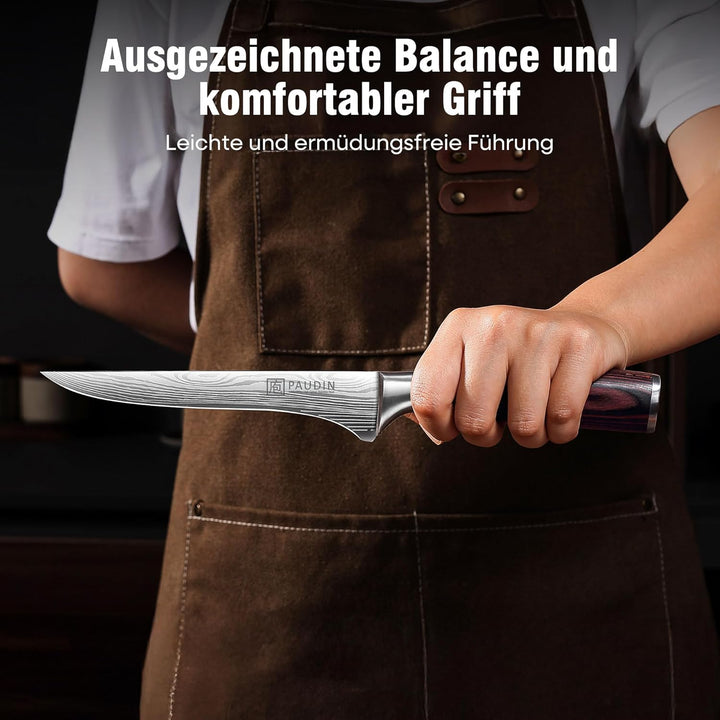 PAUDIN 15cm Filetiermesser Küchenmesser aus hochwertigem Edelstahl, Professional Kochmesser mit Scha