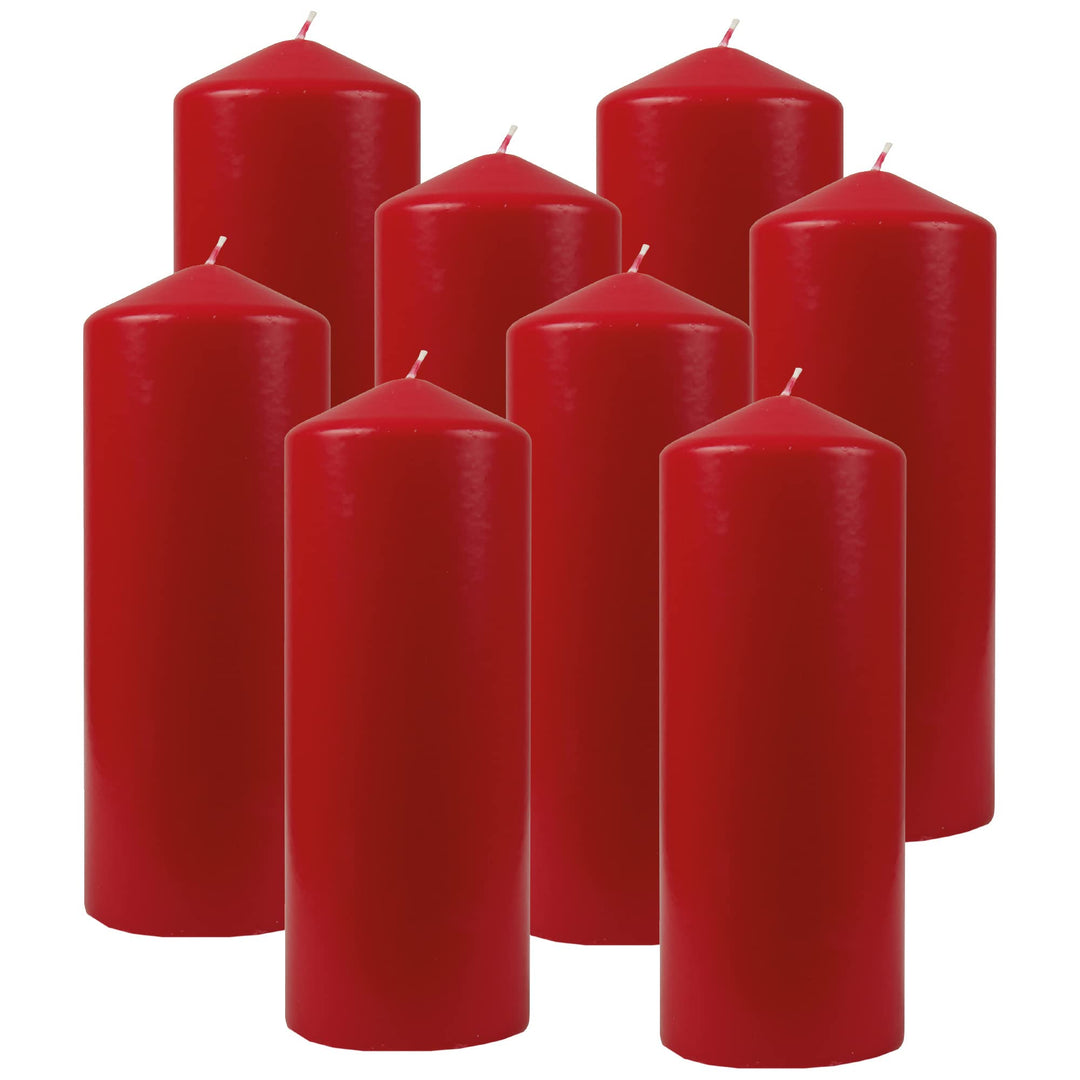 Bestgoodies Stumpenkerzen Wachskerzen Ø6cm x 17cm (8er Pack) Rubinrot - Lange Brenndauer, Hergestell