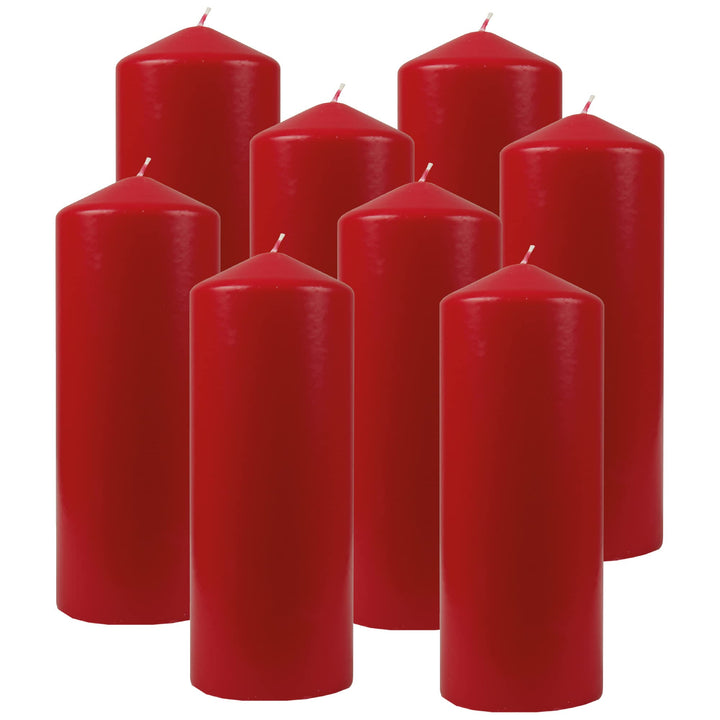 Bestgoodies Stumpenkerzen Wachskerzen Ø6cm x 17cm (8er Pack) Rubinrot - Lange Brenndauer, Hergestell