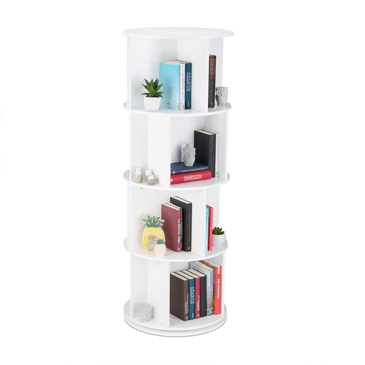 Relaxdays Bücherregal drehbar, Drehregal, Holzregal, CD/DVD Aufbewahrung, Wohnzimmer, Büro, H X D: 1