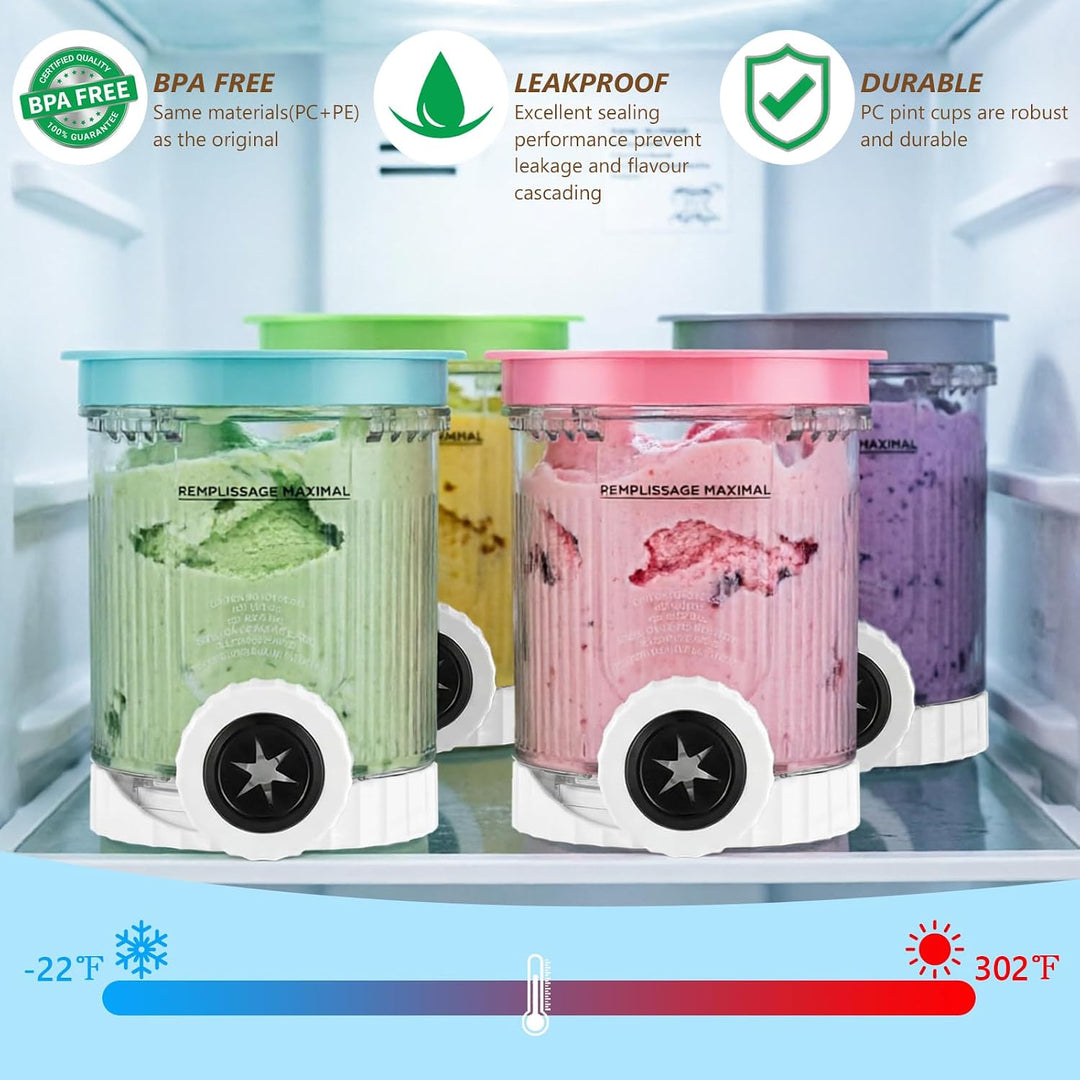 Creami Behälter, 4 Stück Behälter für Ninja Creami Swirl, Kompatibel mit Ninja Creami NC701EU NC700