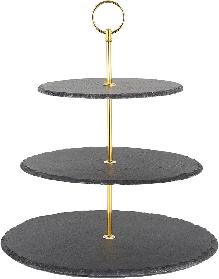 ECHTWERK EW-ET-1782G Etagere-/ Servier-Ablage für Gebäck, Obst, Käse und Dessert aus Naturschiefer m
