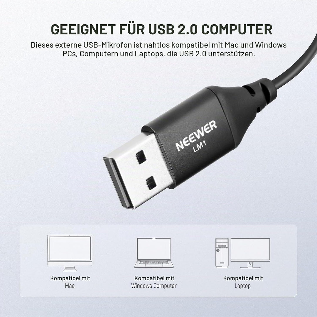 NEEWER USB A Ansteckmikrofon Mini Lavalier Mikrofon mit omnidirektionaler Richtwirkung 2m Kabel für