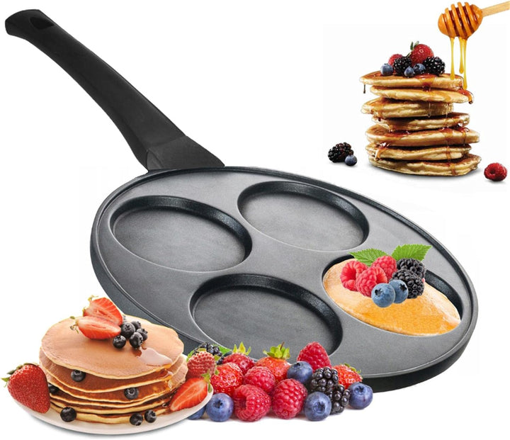 4BIG.fun Pancakes Pfanne Ø26cm | Augenpfanne 3-fache Beschichtung Induktion Frying Pan | 4-Lochpfann
