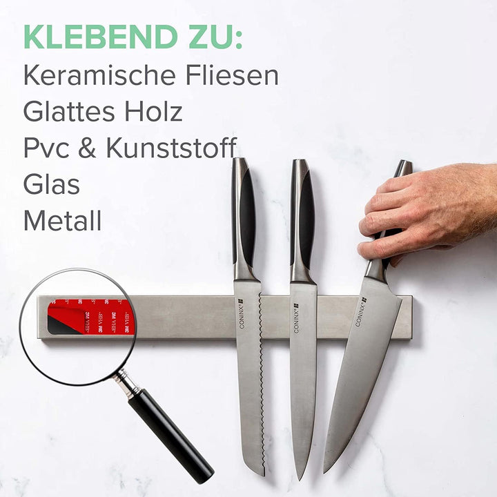 Coninx Magnetleiste Messer 40cm mit hohe Tragkraft | Magnetischer Edelstahl Messerhalter Küchenmesse
