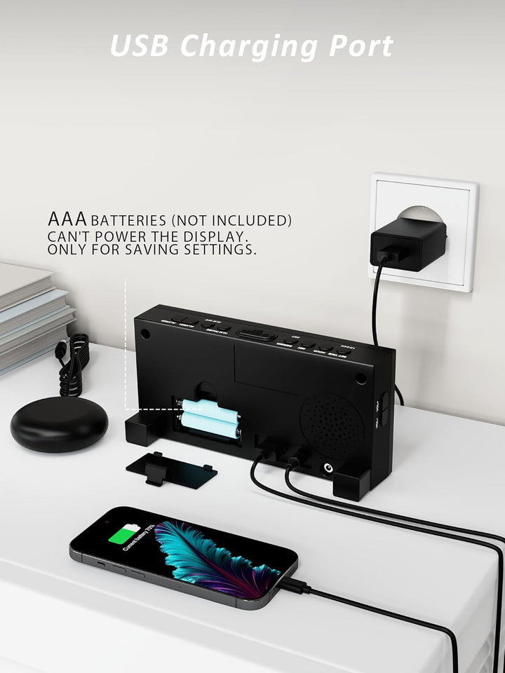 Mesqool Extra Lauter Wecker mit Bettschüttler, Vibrierender Wecker für Schwerschläfer, Hörgeschädigt