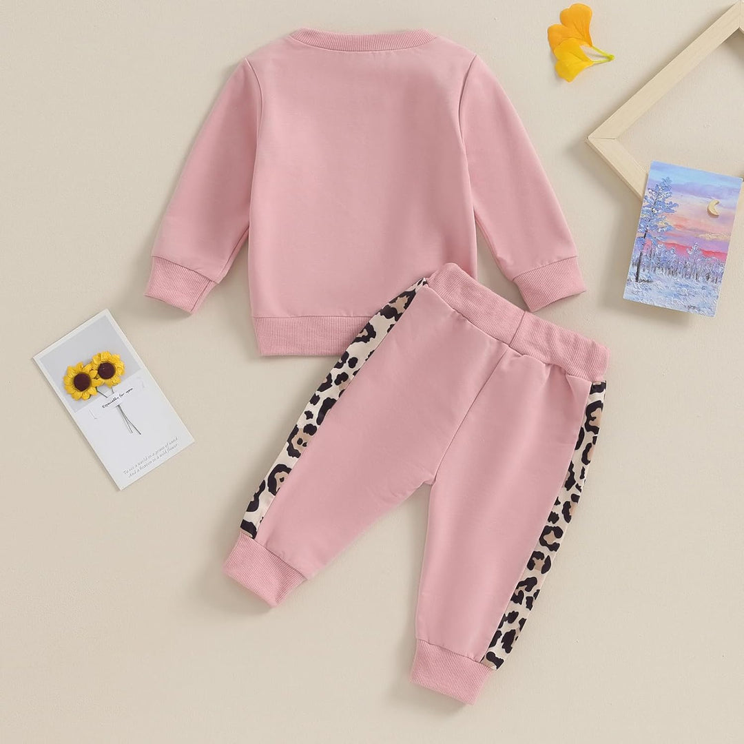 Geagodelia Baby Mädchen Kleidung Babykleidung Outfit Set Langarmshirt Sweatshirt + Leopard Hose Neug