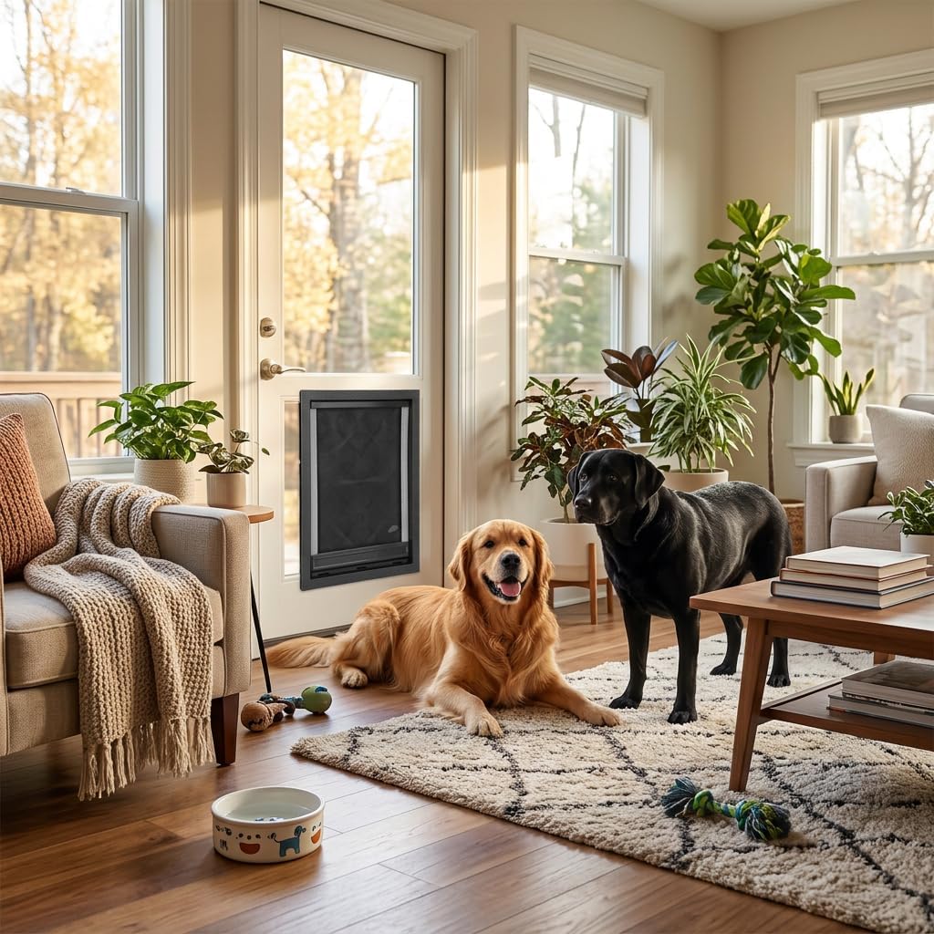 Magnetische Haustiertür für Grosse Hunde, Zwei-Wege-Eingang, Einfache Installation, Schwarz
