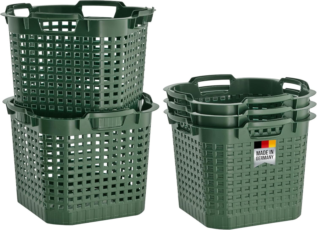 BURI 5x Erntekorb Gartenkorb lebensmittelecht - 25L Kartoffelkorb Obstkorb Laubkorb grün, drehstapel