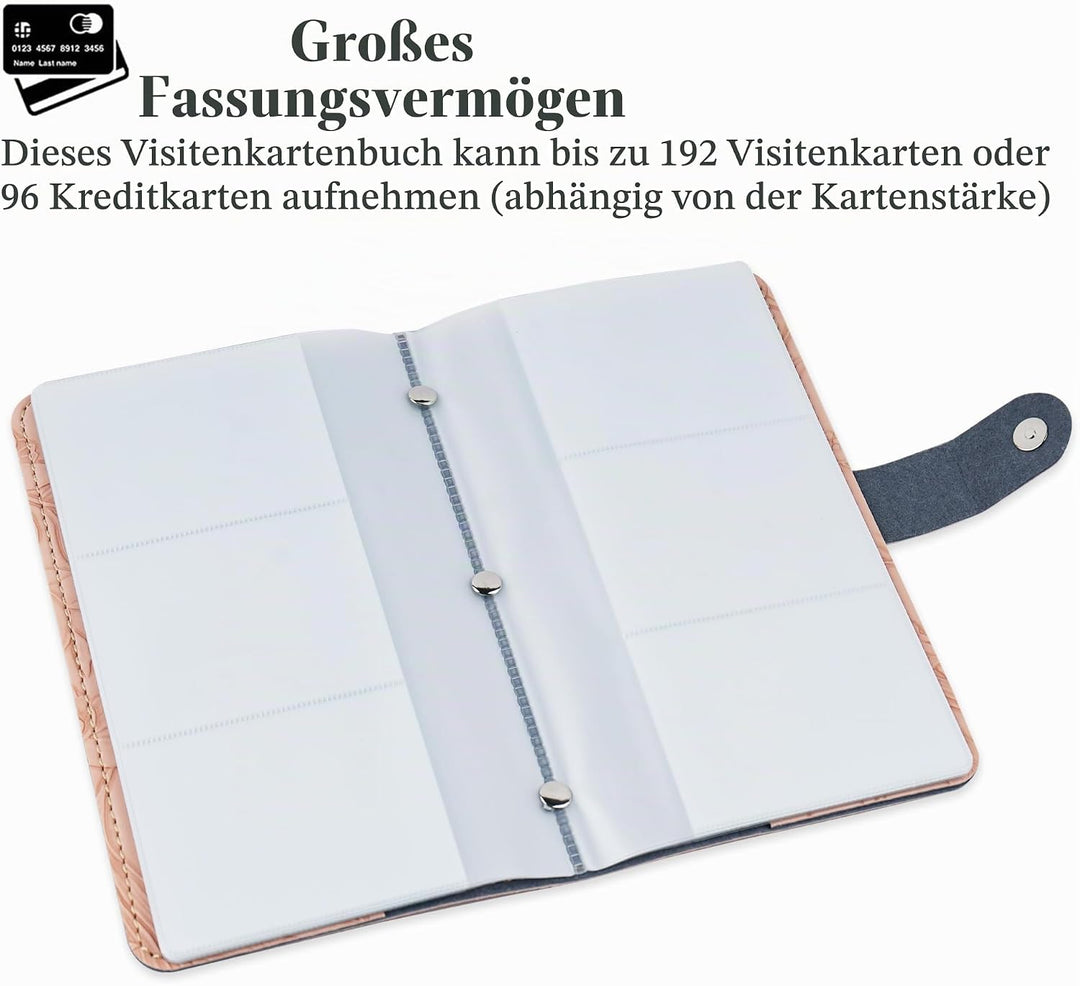 PU-Leder Visitenkartenmappe für 96 Karten Ideal für Büro und Praxis Visitenkartenbuch Kundenkarten K