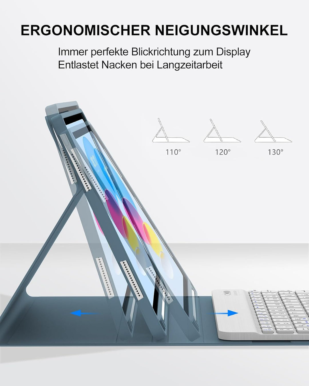 Für iPad A16 11. Gen &amp; 10. Gen Hülle mit Tastatur QWERTZ | Langer Akkulaufzeit, Zuverlässiger Schutz