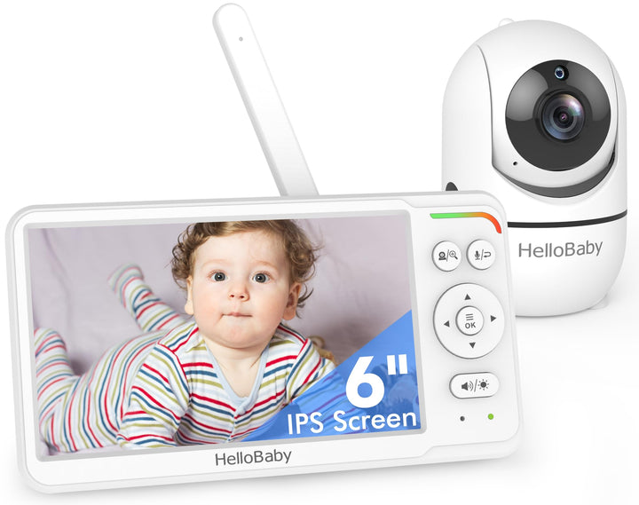 HelloBaby 6" Babyphone mit Kamera ohne WLAN, 4000mAh, IPS, HB6560 | 355° Schwenk &amp; 120° Neige, Nacht