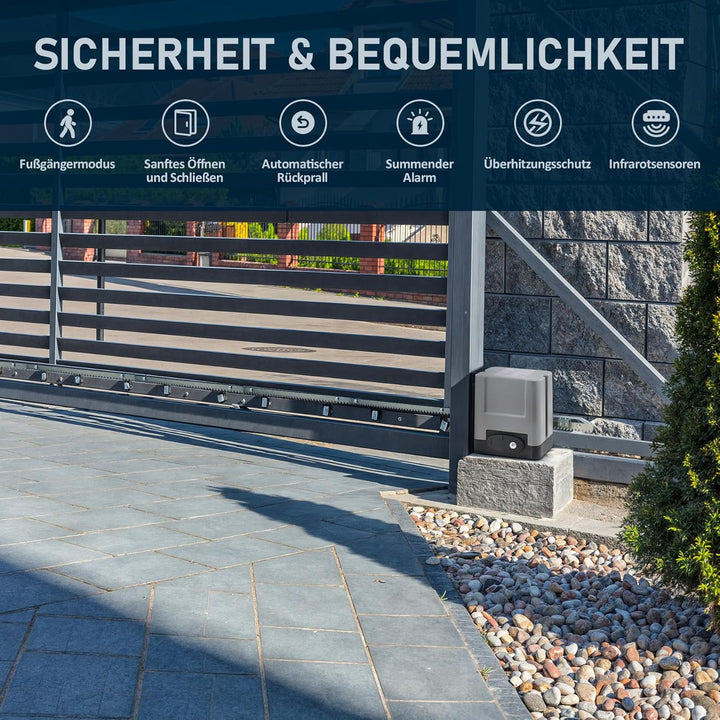 CO-Z Schiebetorantrieb Set bis 600 kg oder 12M Schiebetor Hoftorantrieb 200w Garagentorantrieb mit 2