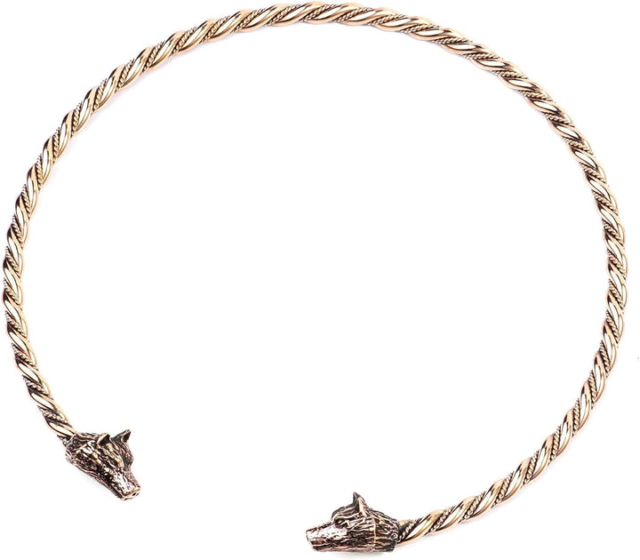 Windalf Männer Torques WULF Ø 14.5 cm Halsschmuck Odins Wölfe Handarbeit aus hochwertiger Bronze
