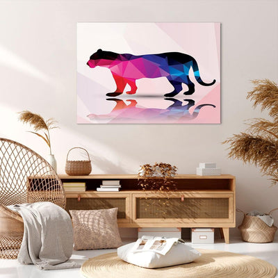 Bilder auf Leinwand 100x70cm Leinwandbild Tiger Illustration modern Grafik Gross Wanddeko Bild Schla