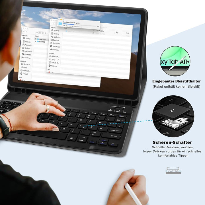 Hülle mit Tastatur für Samsung Galaxy Tab A11+ Plus 11" 2025 / Tab A9+ Plus 11 Zoll 2023,Magnetisch