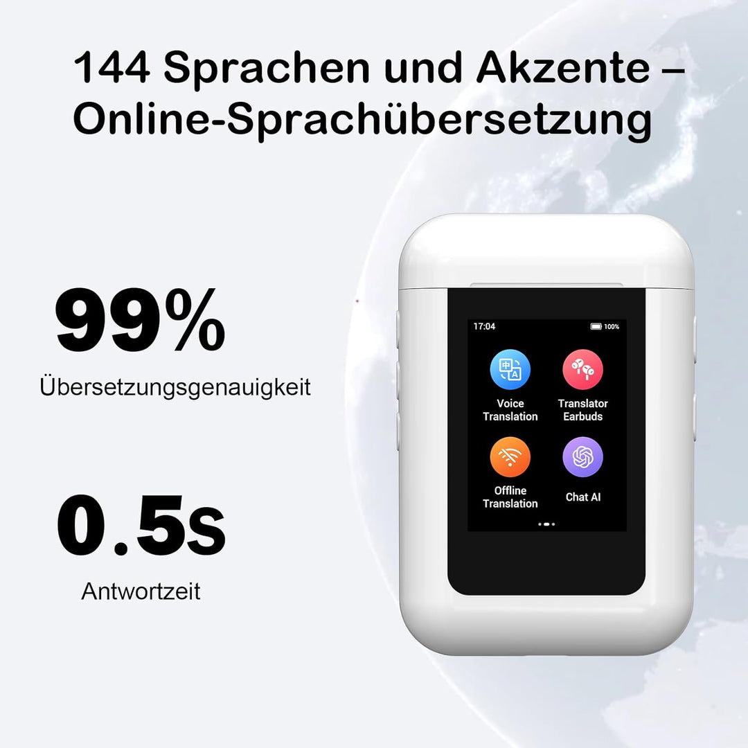 KI 2-in-1 Übersetzer kopfhörer, 16 Sprachen beliebig gegenseitig offline übersetzen ohne App/WLAN, Ü