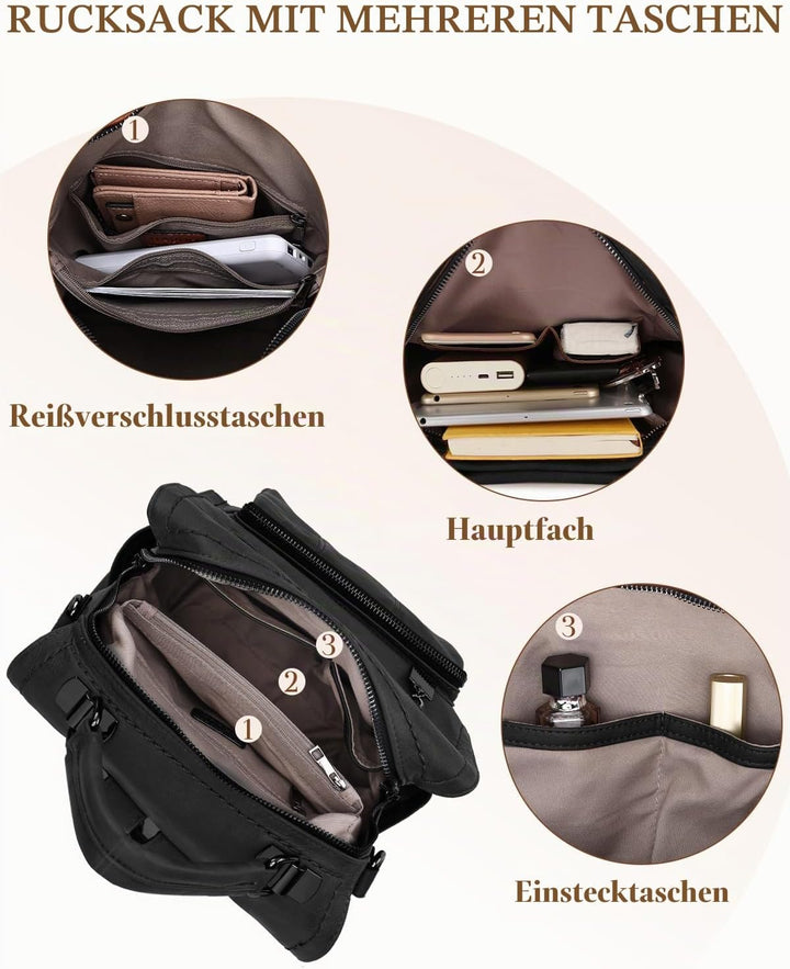 RAVUO Damen Rucksack,PU Leder Rucksack Mode Rucksäcke Rucksackhandtaschen Schulrucksäcke Reise Daypa