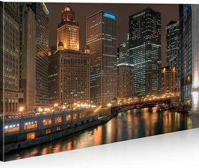 islandburner Bild Bilder auf Leinwand Chicago 1p XXL Poster Leinwandbild Wandbild Art up Your Life ®