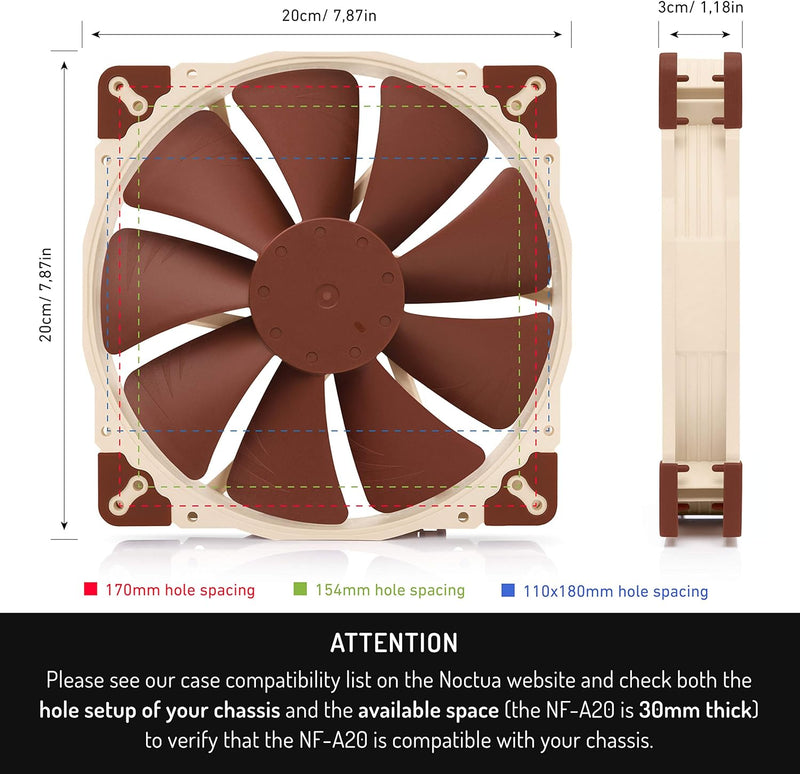 Noctua NF-A20 PWM, Leiser Premium-Lüfter, 4-Pin (200x30mm, Braun)