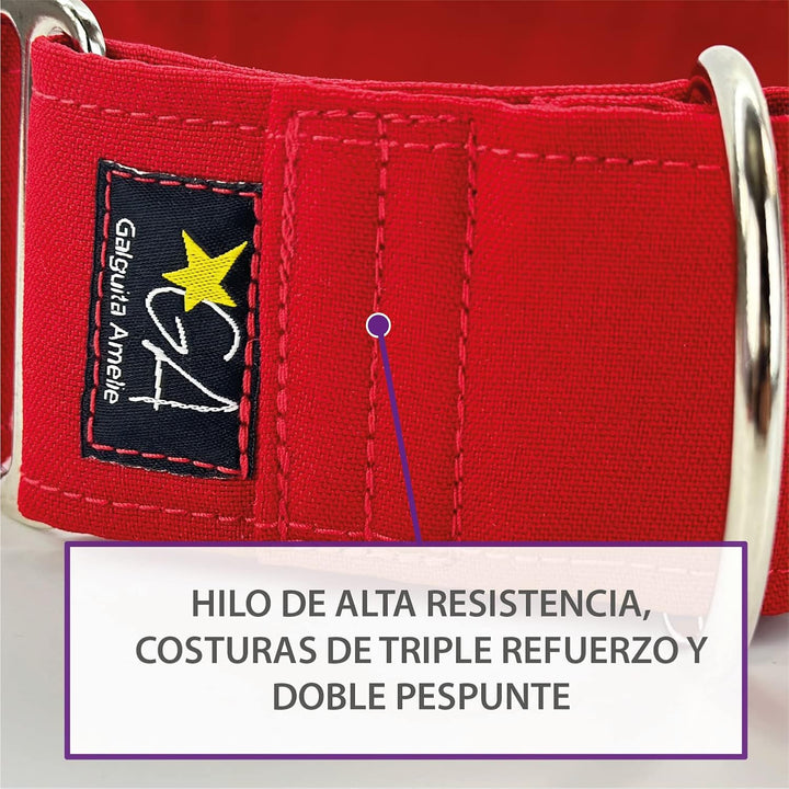 Galguita Amelie, 4 cm breit, Grösse L (40-49 cm), Hundehalsband gegen Auslaufen. Totenkopf 4cm Ancho