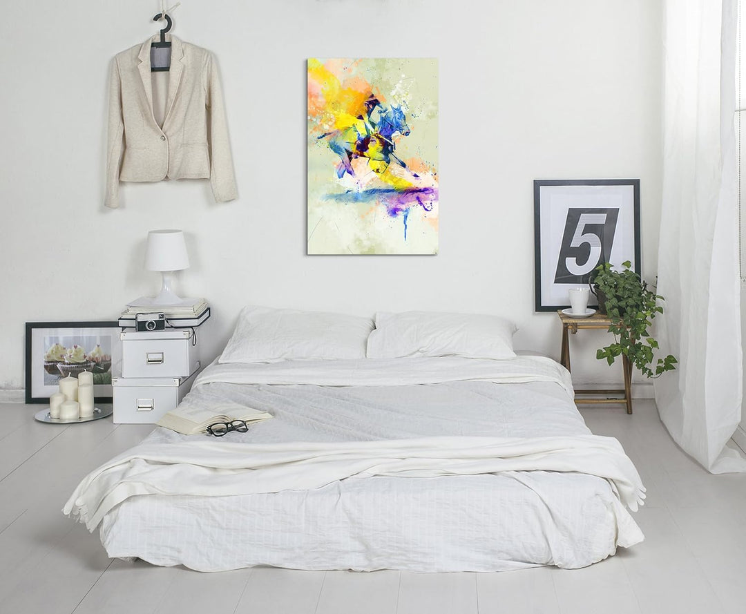 Polo I 90x60cm Wandbild SPORTBILD Aquarell Art tolle Farben von Paul Sinus