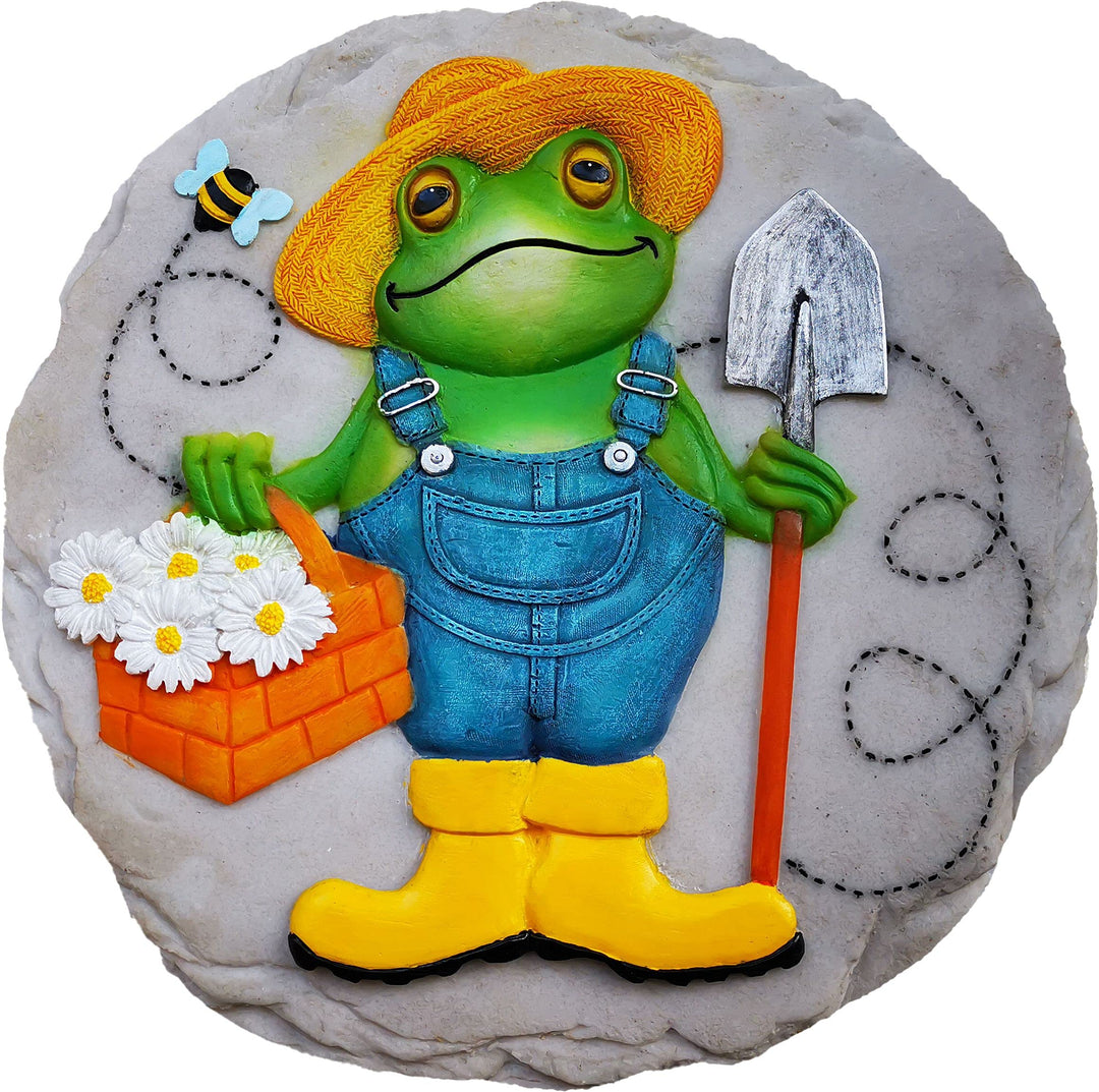 Spoontiques - Gartendeko - Frosch Bauerner Trittstein - Dekostein für den Garten