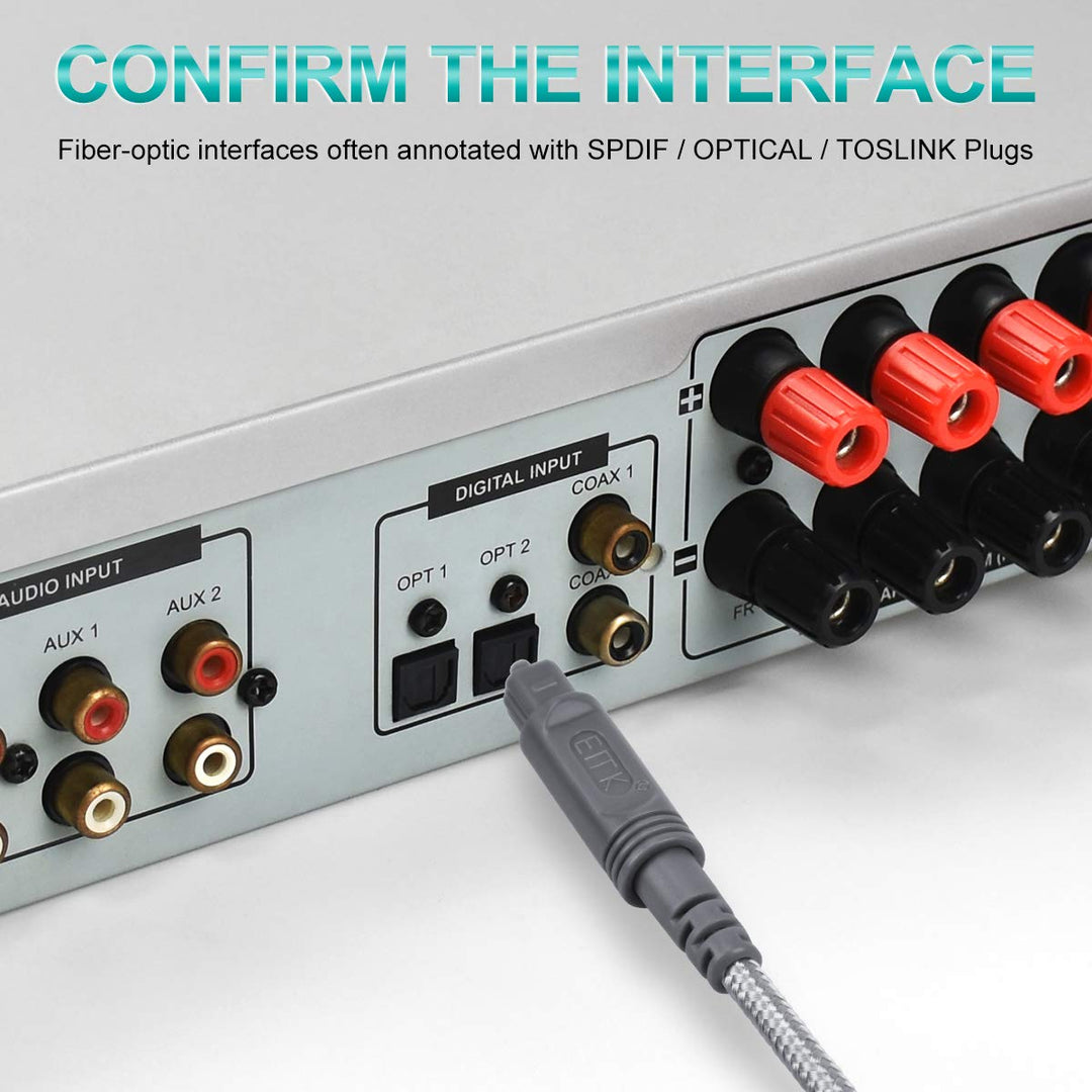 EMK Optisches Kabel Optisches Audiokabel Digital Toslink Kabel Spdif Kabel Kompatibel mit TV, Soundb