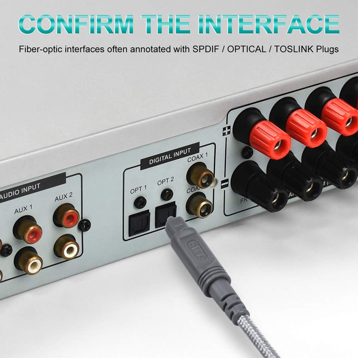 EMK Optisches Kabel Optisches Audiokabel Digital Toslink Kabel Spdif Kabel Kompatibel mit TV, Soundb