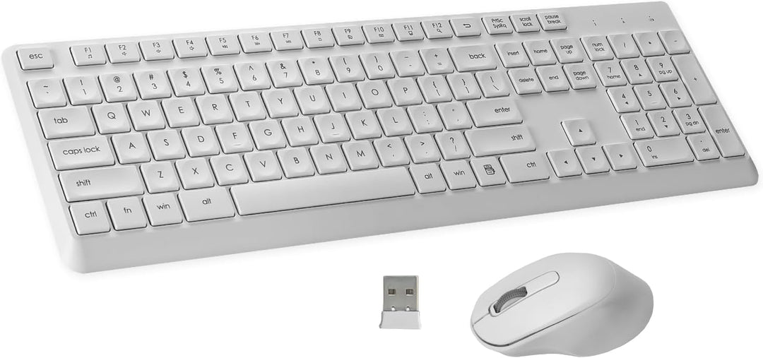 Drahtlose Tastatur und Maus Combo,US-Layout(QWERTY) leise und weiche 2.4G Full-Size Computer Tastatu