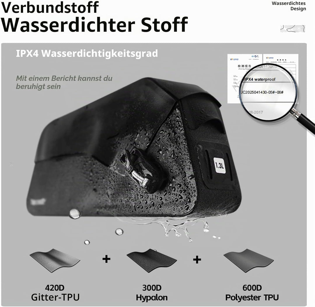 Rhinowalk Magnetische Fahrradrahmentasche 1.5L Fahrradrahmentasche mit Magnetklappe Voll wasserdicht