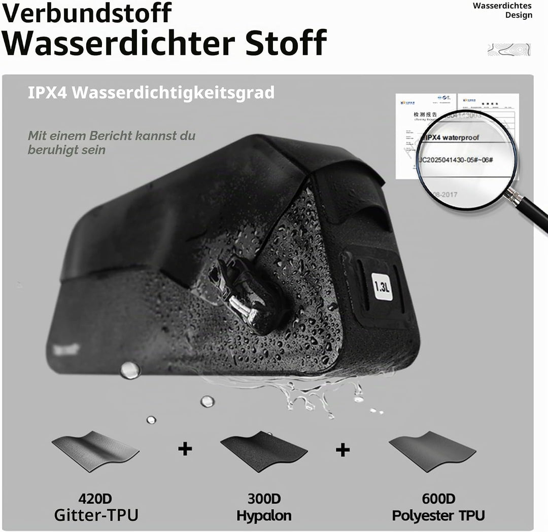 Fahrrad Oberrohrtasche Wasserdicht Rahmentasche mit Magnetklappe 1L Dreieckstasch für MTB Rennrad Gr