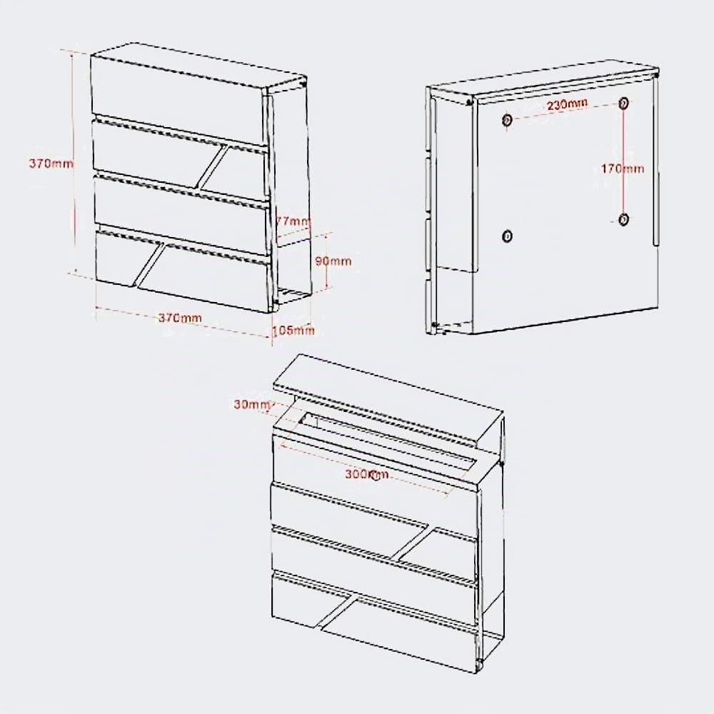 Wiltec Designer Briefkasten V14 Anthrazit 370 x 105 x 370 mm, Wandbriefkasten mit Schloss und Zeitun