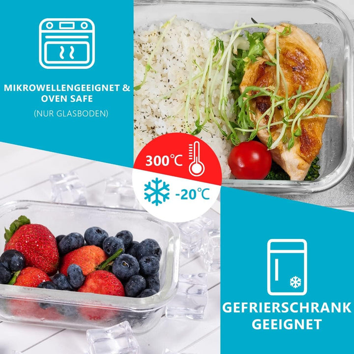 Igluu Meal Prep Glas Lebensmittel Frischhaltedosen 10 Stück, Lebensmittelbehälter Glas mit Schnappve