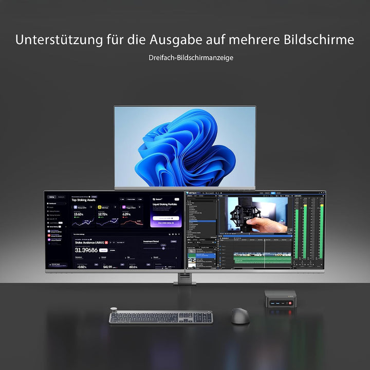 BOSGAME P4 Ultra Windows 11 Pro Business Mini-PC AMD Ryzen 7 7730U, 8 Kerne, 16 Threads, bis zu 4,5