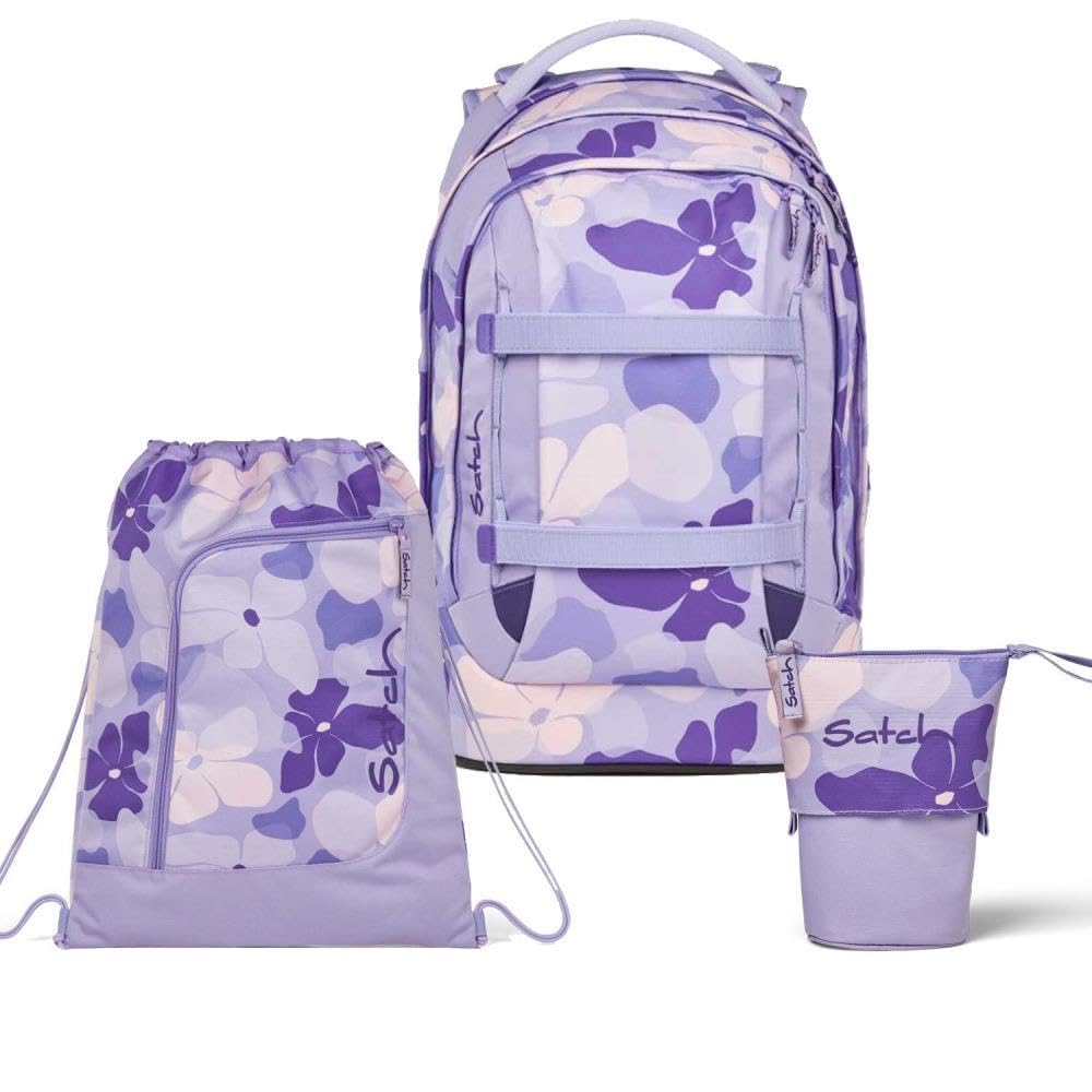 Satch Pack Pencil Slider Light Edition Schulrucksack Set 3tlg. inkl. Sportbeutel (Lilac Blossom), Li