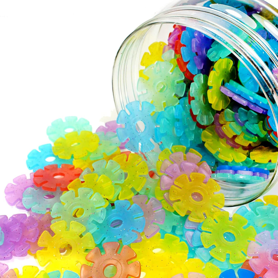 Smart-Planet 400 Glitzer Steckblumen in Dose - Schneeflocken zum Stecken 3,3 cm Kinder Montessori Sp