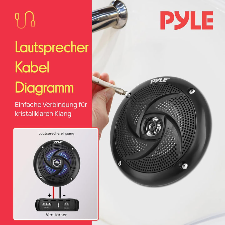 Pyle Marine Speakers - 4 Inch 2 Way Waterproof and Weather Resistant Outdoor Audio Stereo Sound Syst