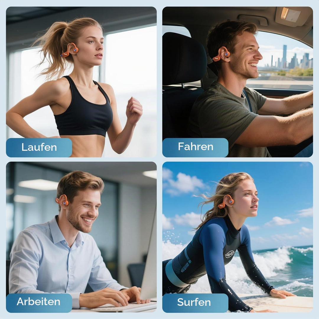 Kopfhörer Schwimmen, Knochenschall Kopfhörer Bluetooth 5.4, IP68 Wasserdicht,SportKopfhörer 32G Spei