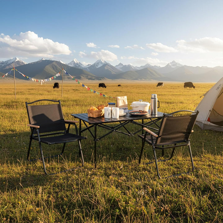 Campingtisch klappbar, Gartentisch aus Eisen, Balkontisch Klapptisch Beistelltisch für Garten Terras