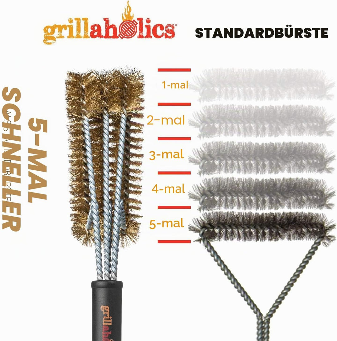 Grillaholics Essentials Grillbürste aus Messing, weichere Messingborsten, Drahtgrillbürste für siche