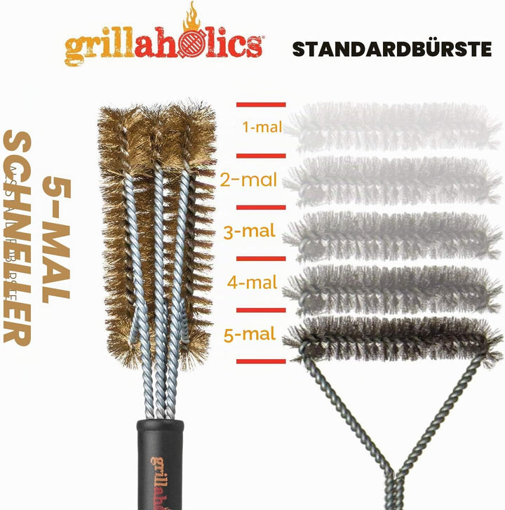 Grillaholics Essentials Grillbürste aus Messing, weichere Messingborsten, Drahtgrillbürste für siche