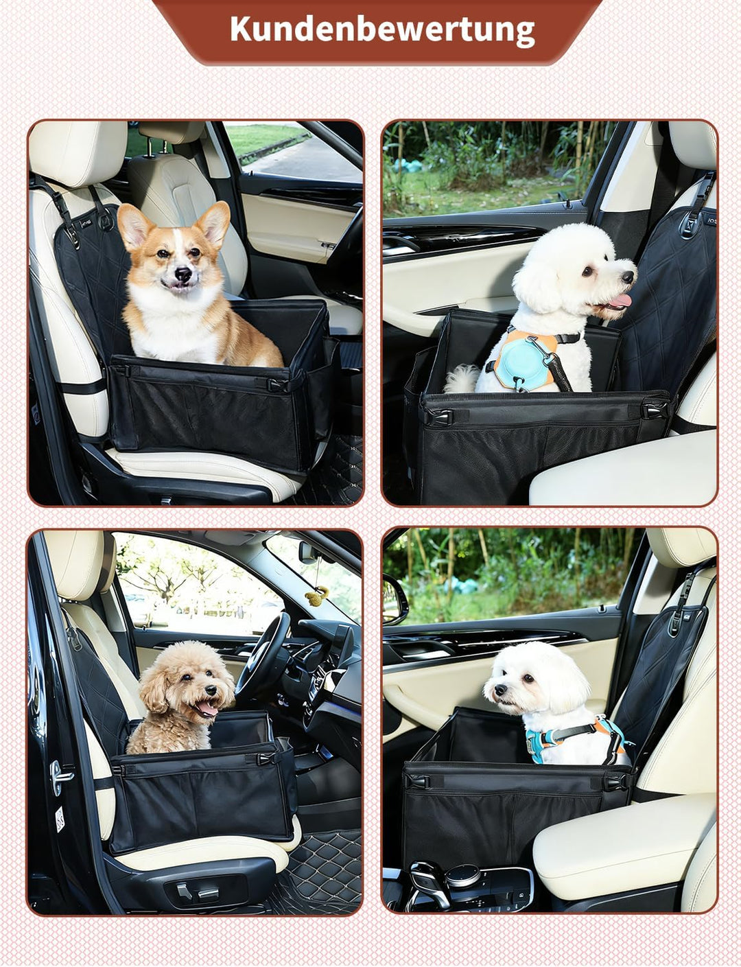 KYG Hundeautositz - Besonders Stabil, Wasserdicht, rutschfest &amp; Kratzfest für Kleine Hunde - Für Bei
