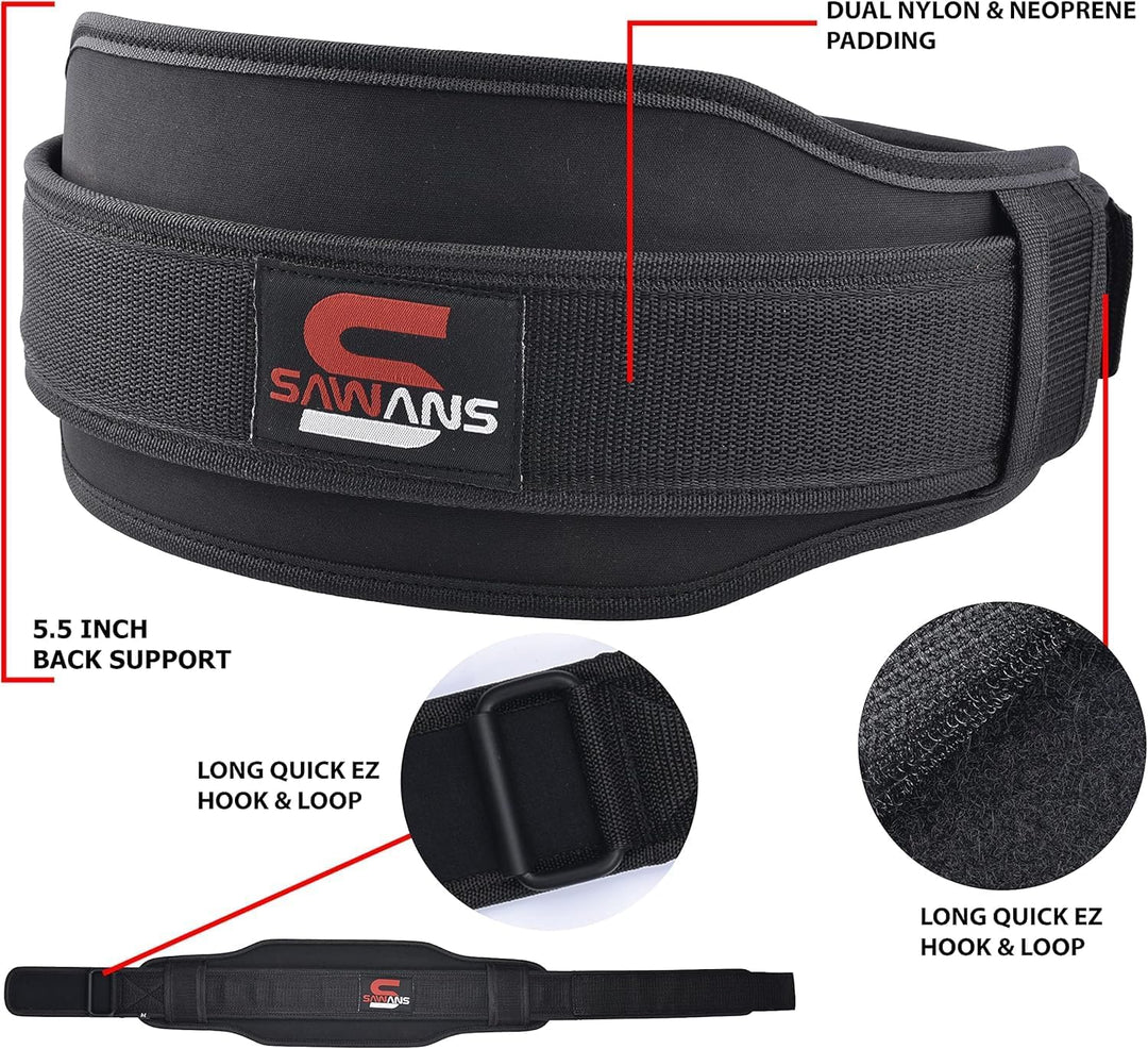 Gewichthebergürtel Neopren 14cm Mit Dual Widerstand für Kniebeugen M Schwarz, M Schwarz