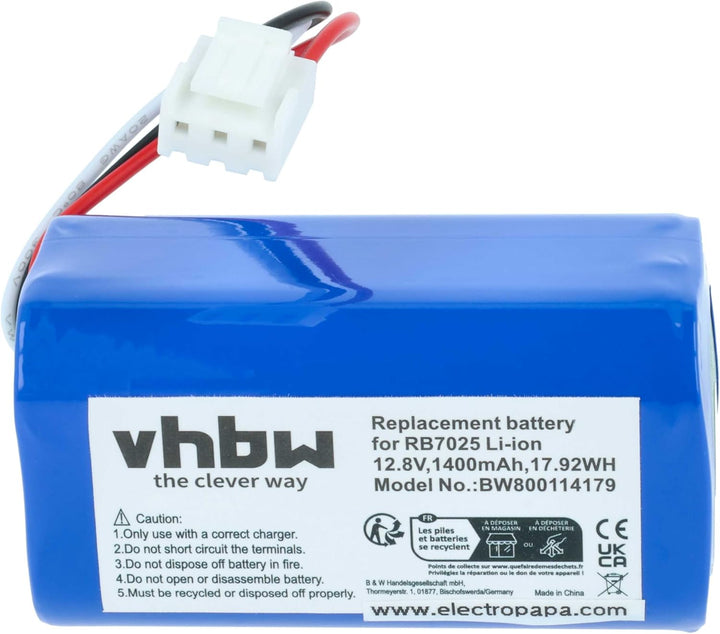 vhbw Akku kompatibel mit Severin Chill RB 7720, RB 7022 Home Cleaner Heimroboter (1400 mAh, 12,8 V,