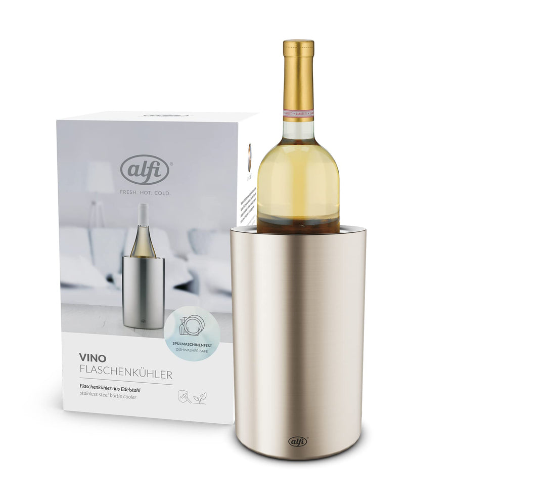 alfi VINO, champagne mat, Flaschenkühler aus Edelstahl für 0,70 bis 1l Flaschen, Weinkühler, Sektküh
