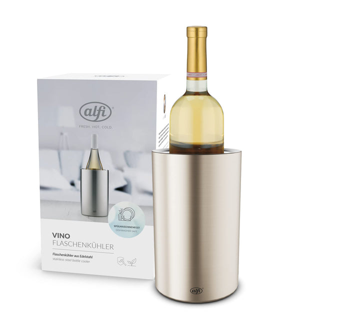 alfi VINO, champagne mat, Flaschenkühler aus Edelstahl für 0,70 bis 1l Flaschen, Weinkühler, Sektküh