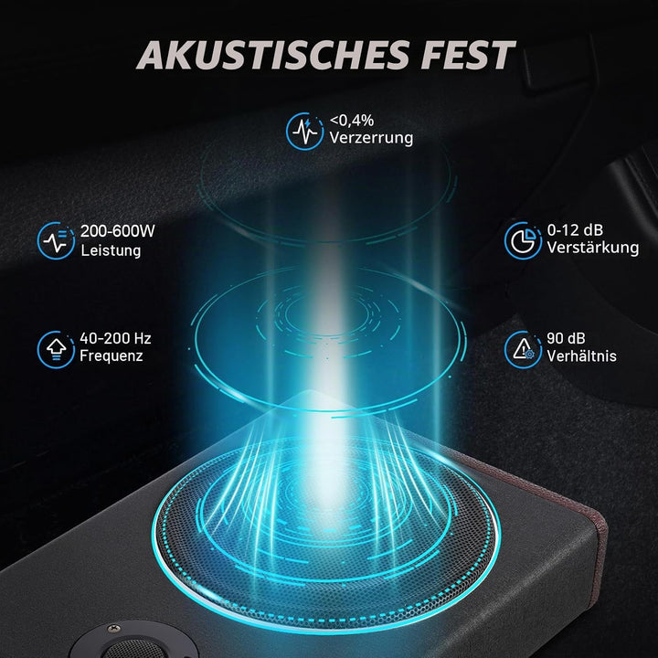 8 Zoll 600W Auto Active subwoofer Verstärkte Slim Underseat Car Bass Box Audio Verstärker,mit Lautsp