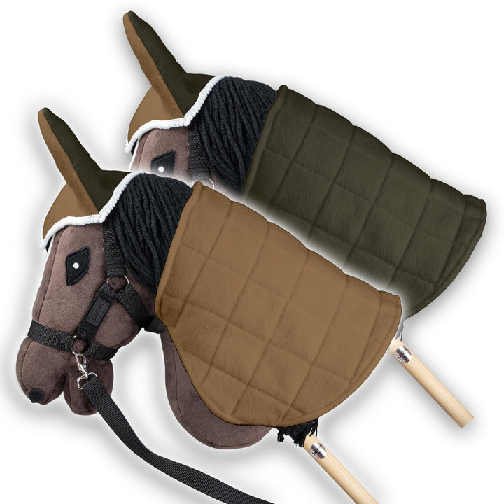 SKIPPI Wendbare Decke und Fliegenhaube für Hobby Horse – Beige und Olivgrün, Hobby Horse Zubehör, Zw