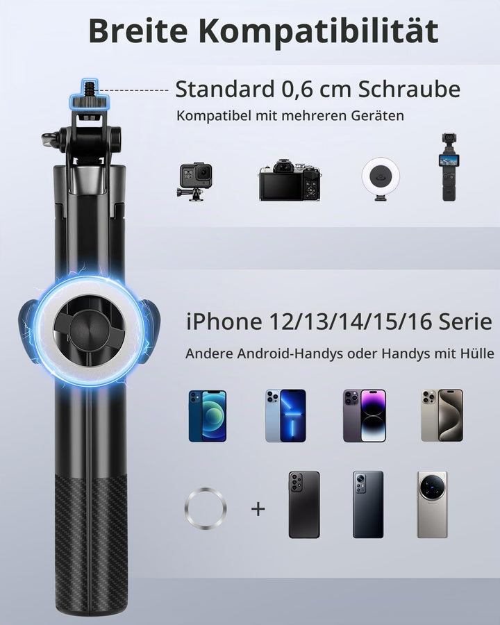 Victiv Stark Magnet iPhone Stativ, 180cm Magnetisches Handy Stativ mit Erdspiess mehr Stabilität für